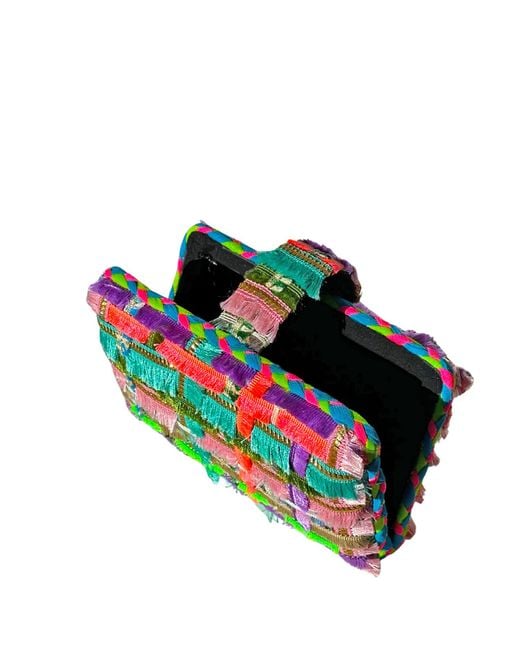 Simitri Blue Florida Frill Clutch