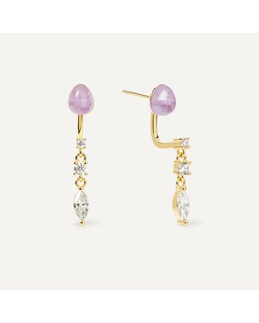 Freqnc Atelier Metallic Serpent Earrings Moonstone Ear Jackets