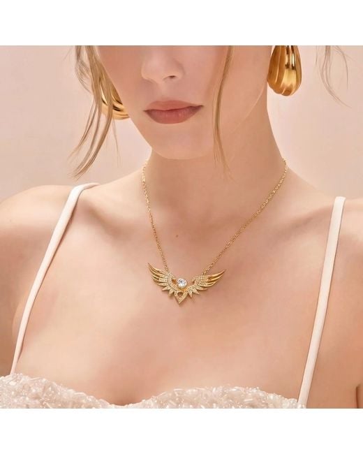 Ormiro Metallic Winged Heart Necklace