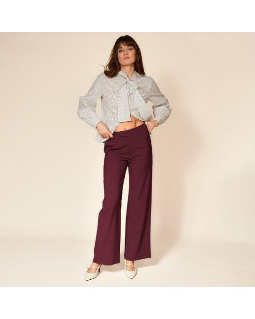 Gunda Hafner Ltd Purple Burgundy Mid Rise Straight Leg Merino Trousers