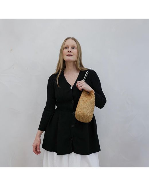 London Atelier Byproduct Black Knitted Peplum Cardigan
