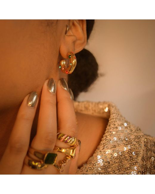 Superdivajewellery Metallic Pearl Gemstone Earrings