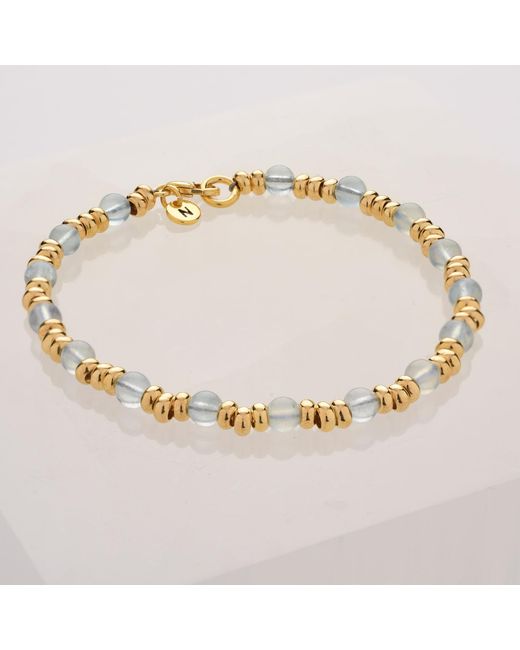 Nellou Jewellery Metallic Gem Aquamarine Bracelet Birthstone March Plated Sterling