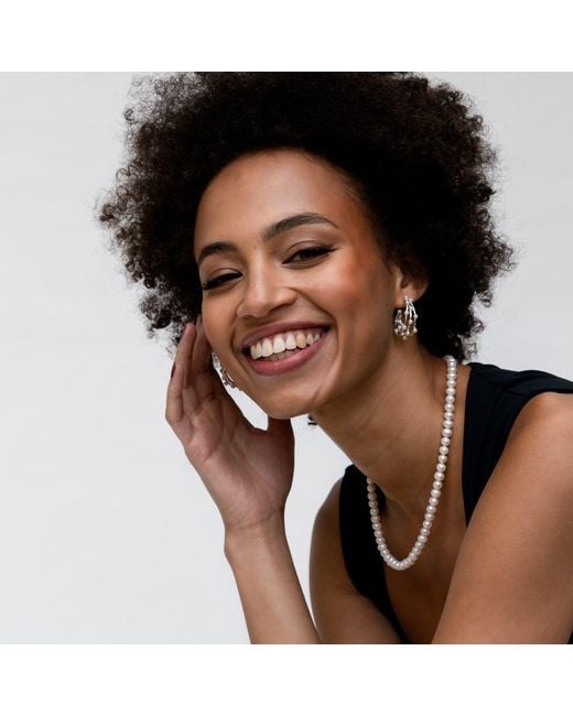 Dower & Hall White Medium Triple Row Waterfall Pearl Hoops