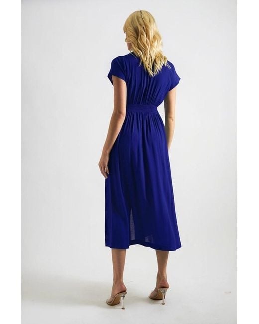 Louche Purple Unity Linen Mix Midi Dress