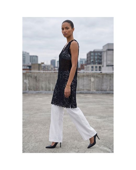 Modenaire Black Scalloped Lace Mini Dress