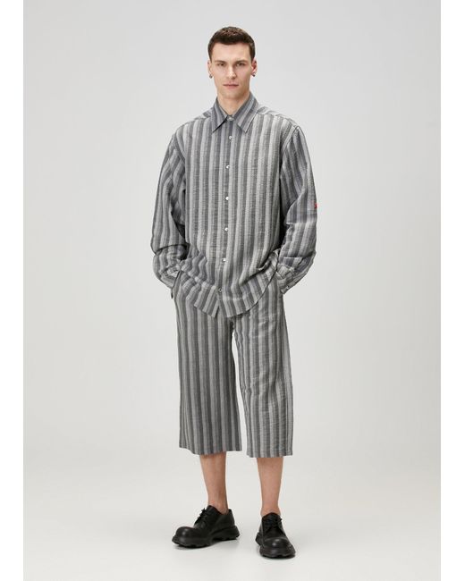 Pcfg Gray Linen & Cotton Blend Checked Woven Short for men