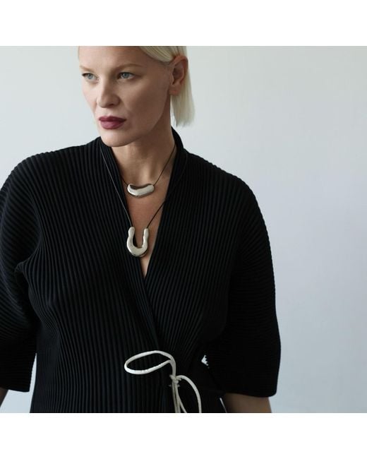 London Atelier Byproduct Metallic Bean Geometric Pendant Necklace