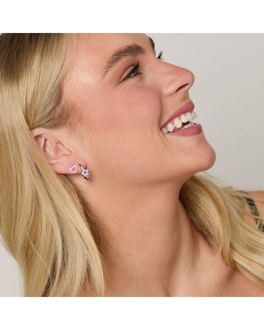 Dolcetto Designs Metallic Cometa Enamel Star Hoop Earrings