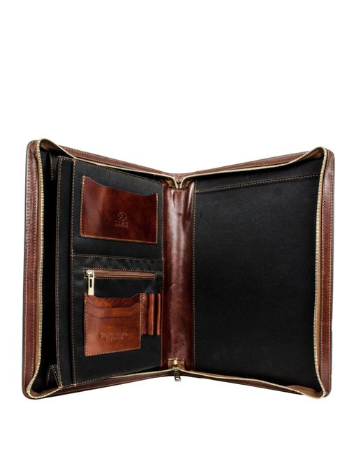 Time Resistance Brown Leather Documents Folder Organizer