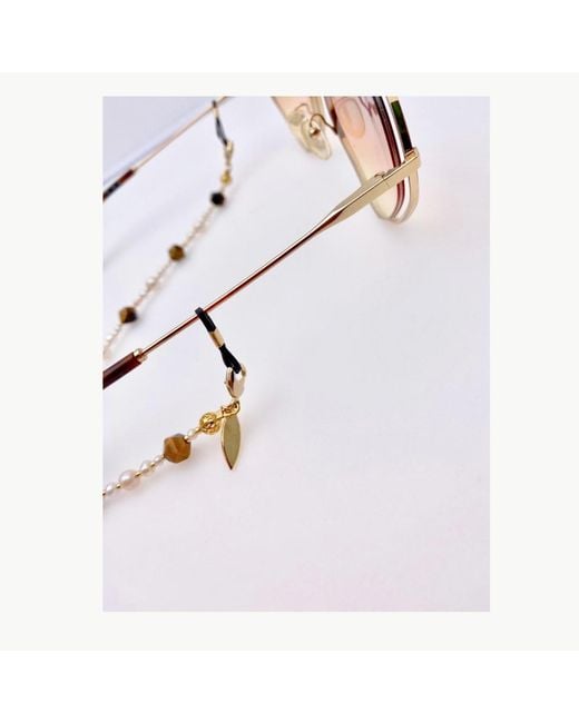 Farra White Removable Freshwater Pearls & Crystals Glasses Chain