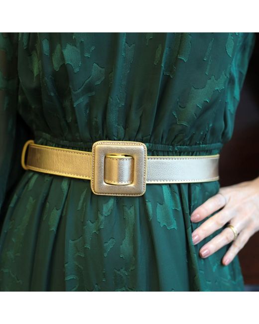 BeltBe Natural Mini Square Metallic Buckle Belt