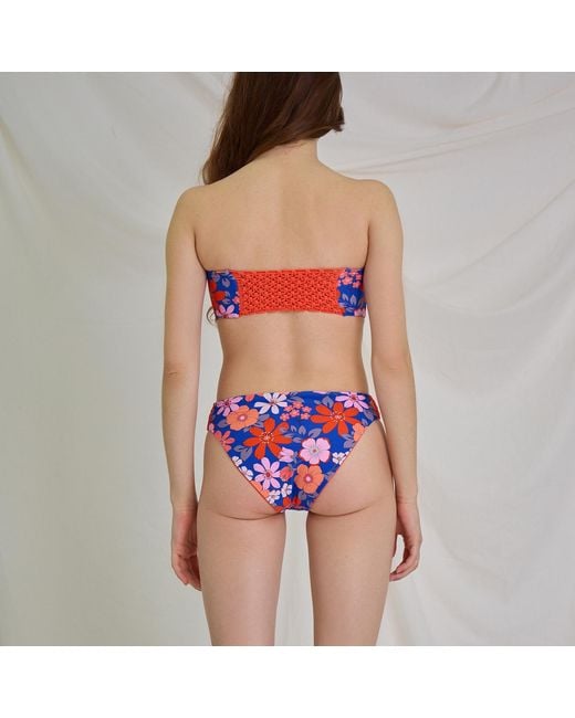 Aulala Paris Blue Summer Blossom Reversible Bandeau Bikini