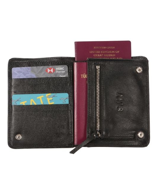 SJW BAGS LONDON Black Alma Leather Travel Wallet