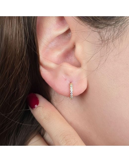 Harfi Metallic Diamond April Birthstone Crystal Small Huggie Hoop Earrings