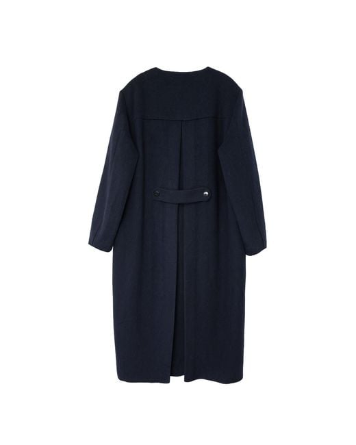 Éclectique Blue Collarless Long Coat for men
