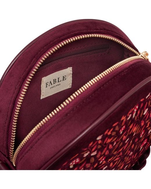 Fable England Mushroom Embroidered Velvet Circle Bag