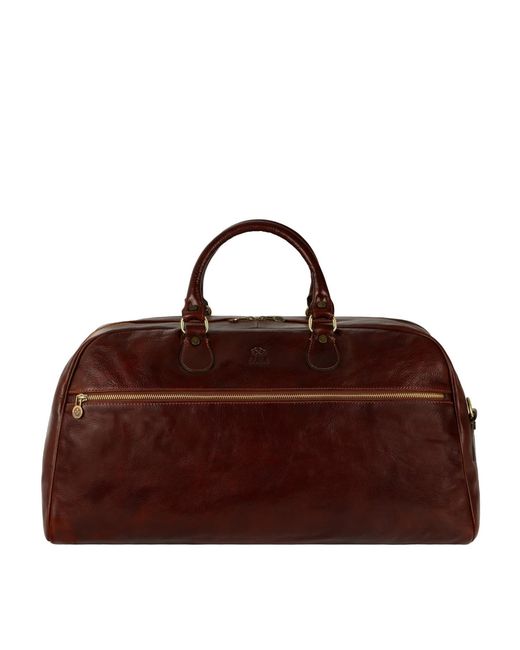 Time Resistance Brown Leather Duffel Bag for men