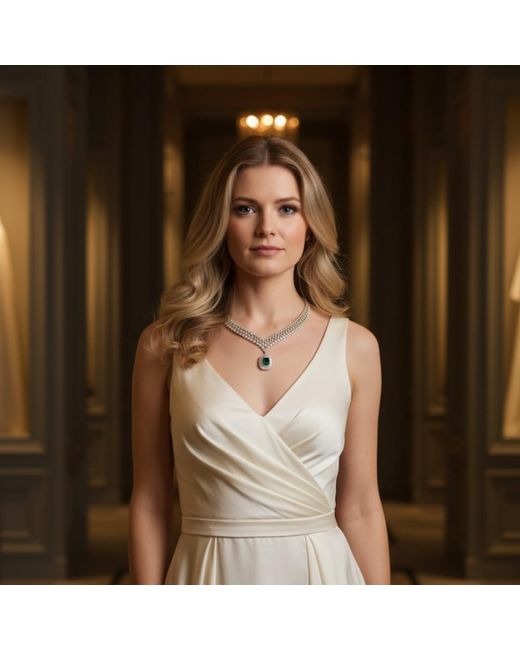 Latelita London Metallic Countess Statement Emerald Necklace