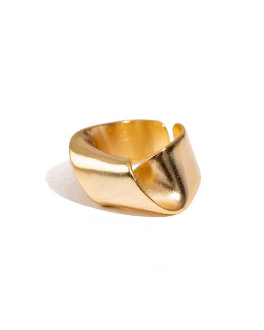 Ebru Jewelry Metallic Infinity Fold Unique Adjustable Ring