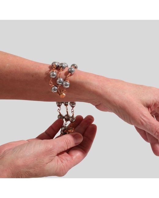 Rejected Hearts Club Metallic La Princesa Hematite Beaded Bracelet With Magnetic Clasp