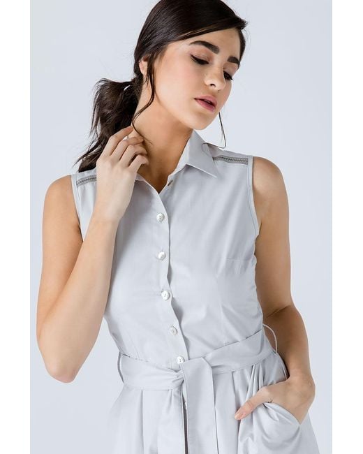 Conquista Gray Button Detail Dress