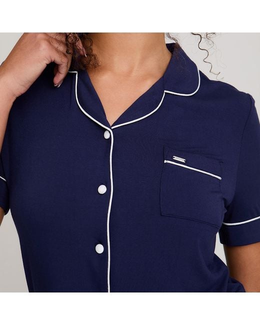 Pretty You London Blue Bamboo Shirt Short Set