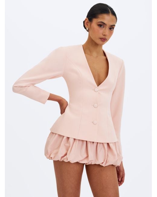 Miss Circle New York Gray Savannah Tulip Peplum Blazer