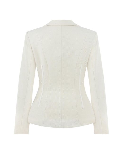 Nocturne White Double-breasted Underwire Detailed Jacket