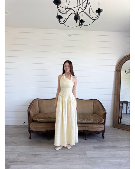 Modista Thirty-One Metallic Butter Asymmetric Halter Neck Maxi Dress