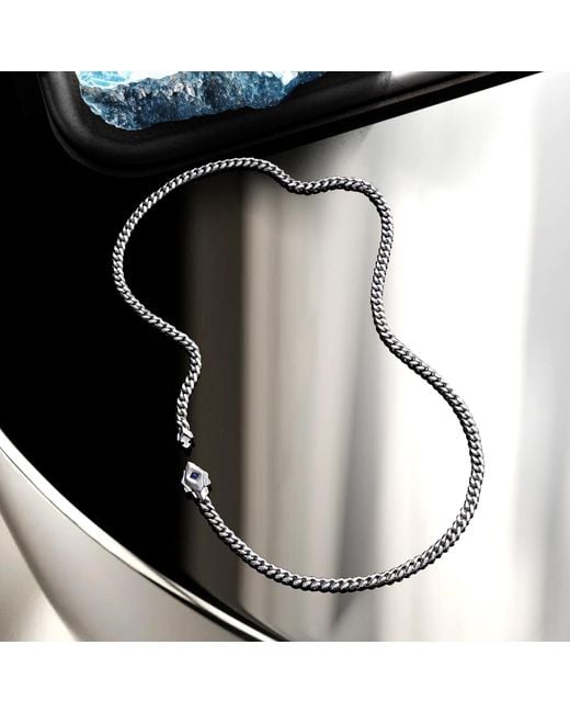 AWNL Metallic Ceylon Sapphire Clasp Necklace for men