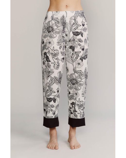 Kato White Broad Beach Noire Floral Cotton Pajamas