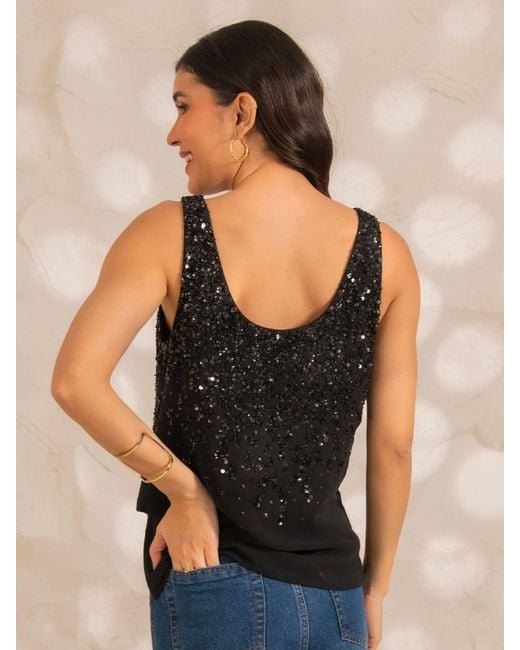 Rose & Nancy Black Selene Sequin Vest