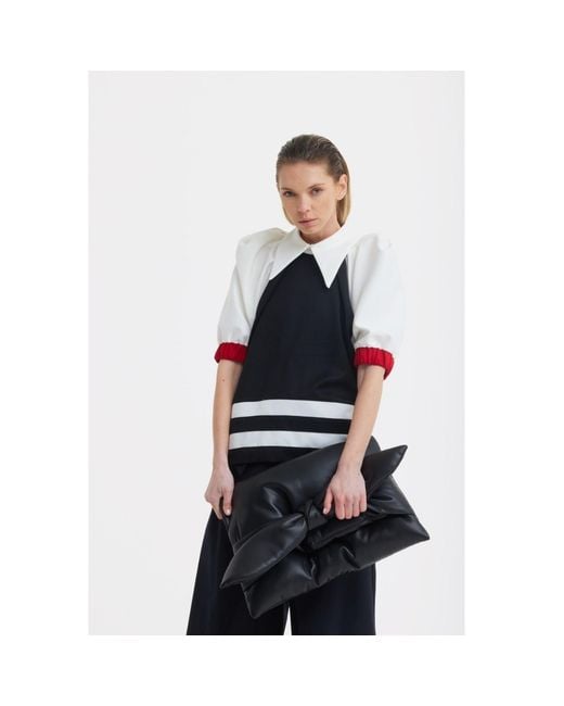 Julia Allert Black Bow-Detail Faux Leather Clutch