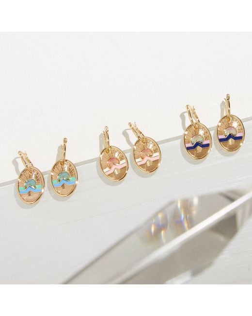 Glamrocks Jewelry Metallic Tequila Sunrise Charm Hoop Earrings- Twilight