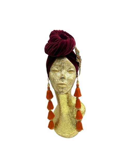 Julia Clancey Red Malbec Ruby Alligator Dorado Turban