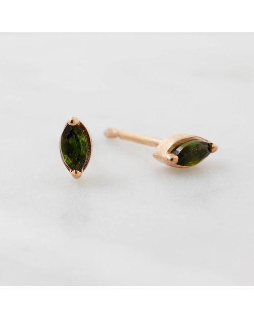 Lee Renee Green Tourmaline Leaf Stud Earrings