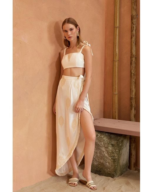 Lilamie White Larissa High Waisted Long Summer Pareo Skirt