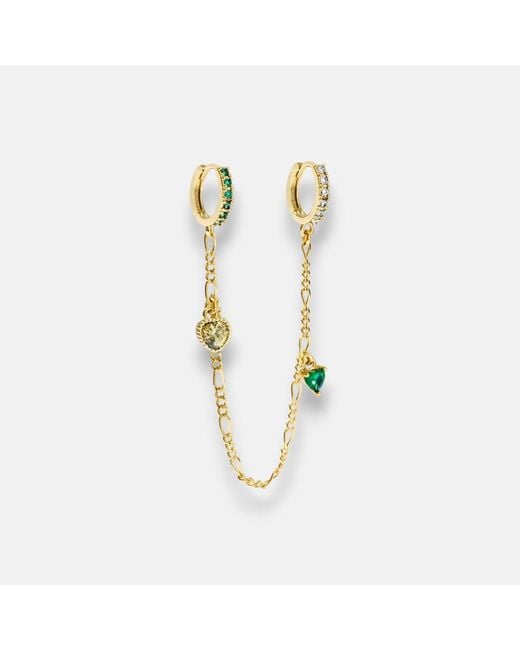 Alexie of Athens Metallic Envy Heart Charm Chain Huggie