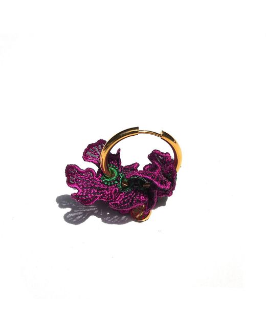 Nana Watanabe Purple Swell Wave-Inspired Embroidered Earrings