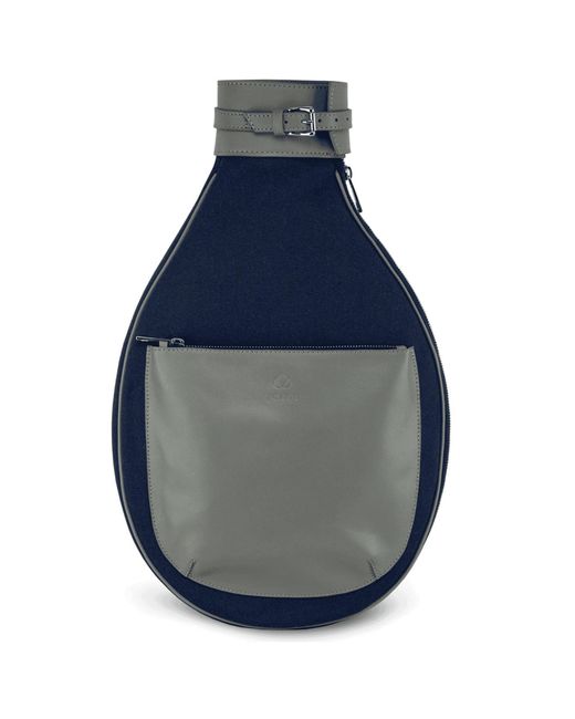 JURGI Blue Navy-grey Canvas & Grey Leather Tennis Racket Backpack