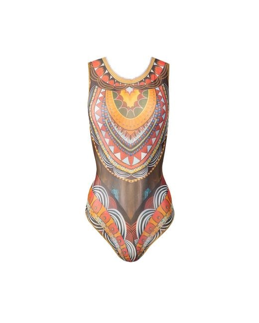 Rodasoleil Smart Swimwear Brown Tan-Through Mesh One-Piece Sleeveless Swimsuit Africa