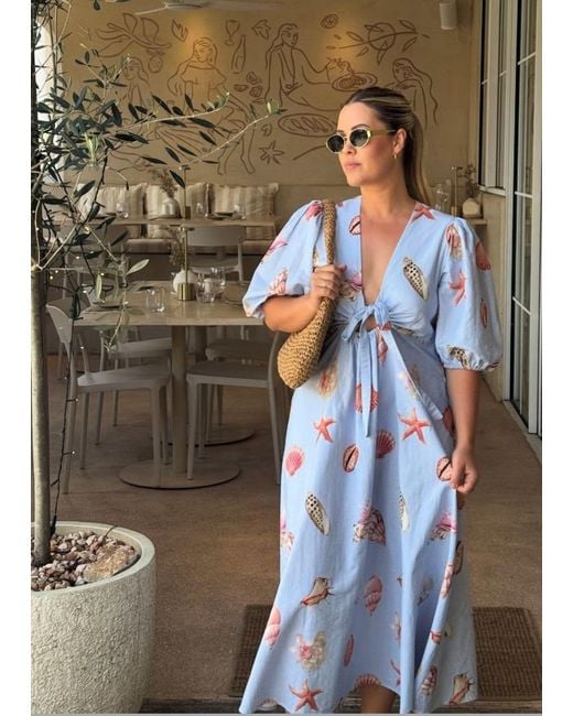 Palm Collective Blue Corsica Shell Maxi Dress