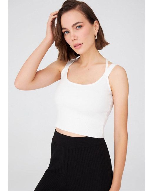 Peraluna White Strap Knitwear Bustier