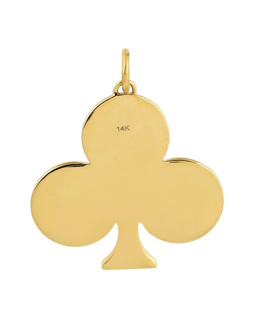 Artisan Black 14K Enamel Diamond Fleur-De-Lis Club Pendant