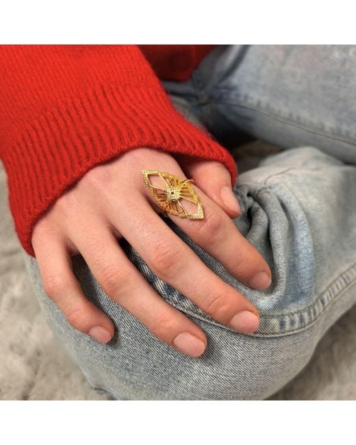 Lucy Quartermaine Metallic Mirror Chrysler Ring In Gold Vermeil