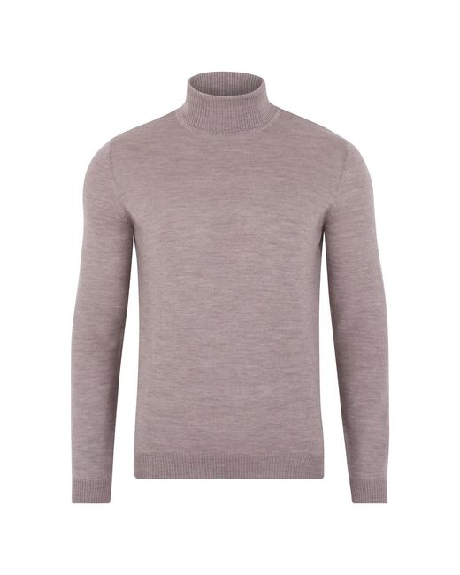 Paul James Knitwear Gray Neutrals Extra Fine Merino Wool Westonn Roll Neck Jumper for men