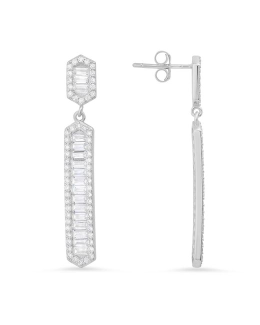 Kylie Harper White Baguette Diamond Cz Dangling Bar Earrings