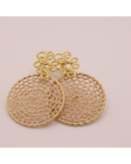 Nart Nature Making Art Metallic The Buriti Natural Fiber Lace Earrings