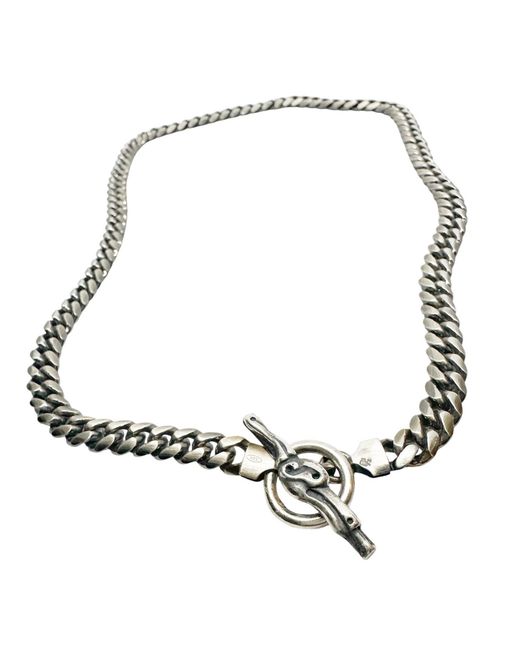 Tg-Jewellery by Tamara Gervasio Brown Celtic Dog Oxide And Satin Curb Chain Sterling for men
